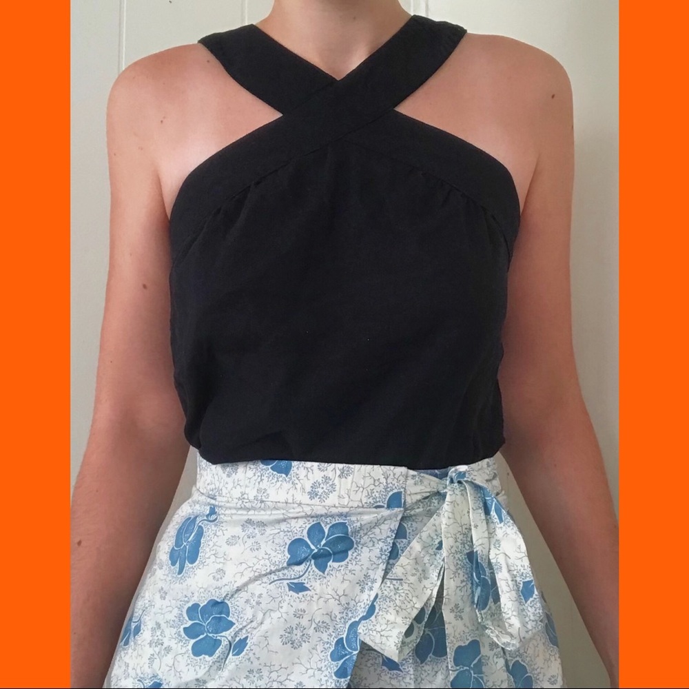 Black cross strap tank top